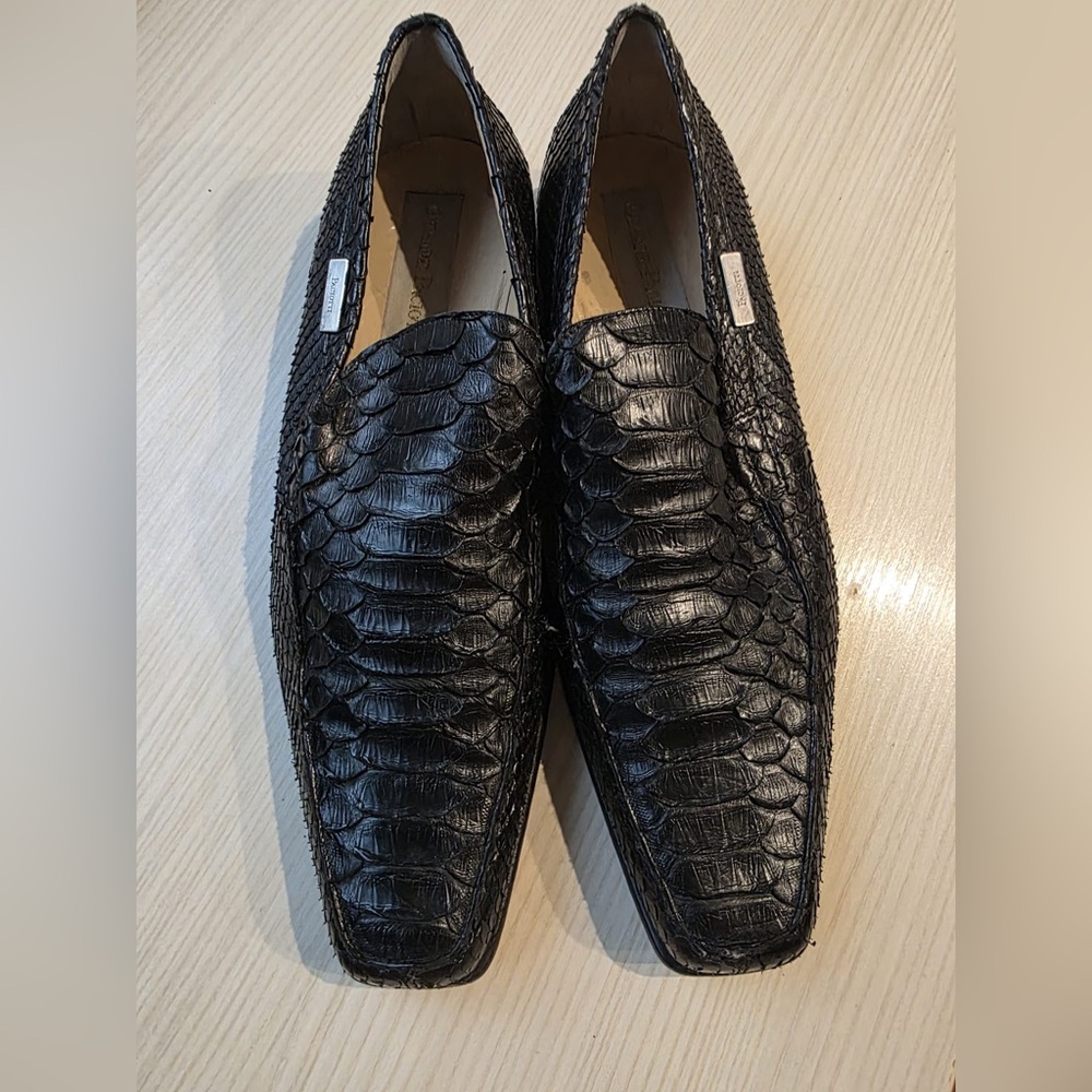 Cesare Paciotti Black Textured Men's Slip-Ons